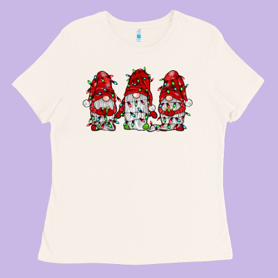 Gnome With Christmas Lights Ladies Tee Designed By Jahusdesignshop