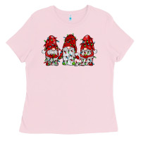 Bubblegum Pink gnome with christmas lights Ladies Tee - JahusDesignShop
