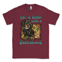 Burgundy life is better with a dachshund Classic Tee - BarkalooDesign
