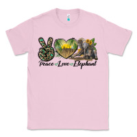 Bubblegum Pink Peace Love Elephant Classic Tee - LillyAllenDesigns