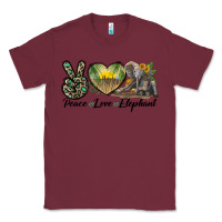 Burgundy Peace Love Elephant Classic Tee - LillyAllenDesigns