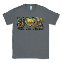 Charcoal Heather Peace Love Elephant Classic Tee - LillyAllenDesigns
