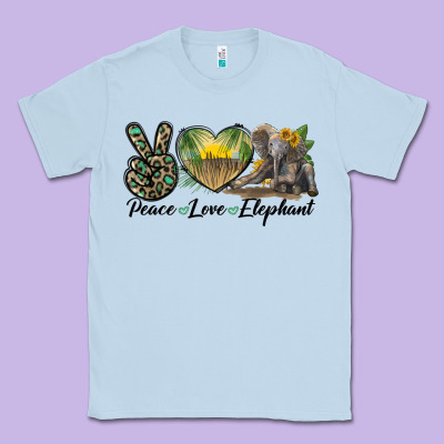 Peace Love Elephant Classic Tee Designed By Lillyallendesigns