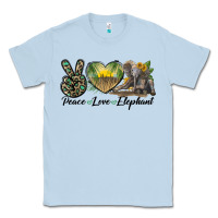 Dusty Blue Peace Love Elephant Classic Tee - LillyAllenDesigns