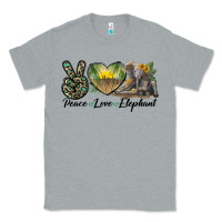 Heather Grey Peace Love Elephant Classic Tee - LillyAllenDesigns