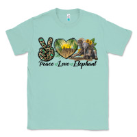 Seafoam Peace Love Elephant Classic Tee - LillyAllenDesigns