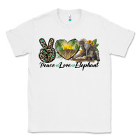 White Peace Love Elephant Classic Tee - LillyAllenDesigns