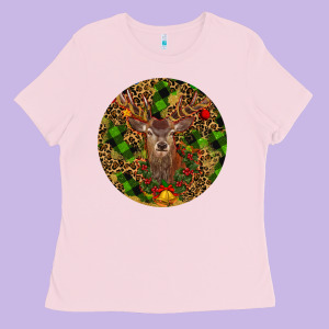 Christmas Reindeer Ladies Tee Designed By Ranaportraitstore
