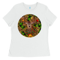White Christmas Reindeer Ladies Tee - RanaPortraitStore