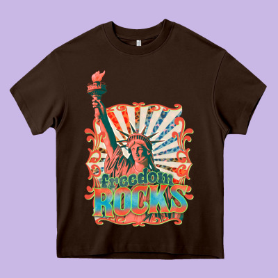 Retro Freedom Rocks Billie Wilder Heavy Core Tee Designed By Texasbilliewilder