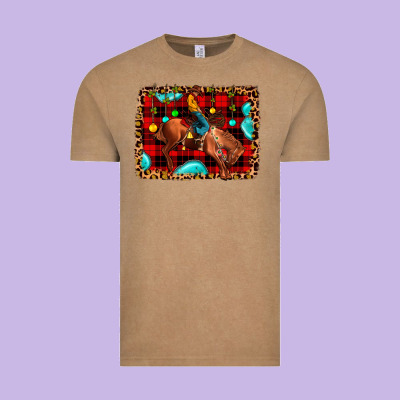 Christmas Rodeo Cowboy Vintage Tee Designed By Jahusdesignshop