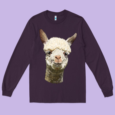Alpaca Head Long Sleeve Tee Designed By Lillyallendesigns