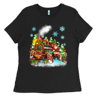 Black christmas santa and friends train Ladies Tee - Zillion Design Studio