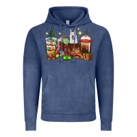 Vintage Denim Christmas coffee cups with White Shepherd Vintage Hoodie - RanaPortraitStore