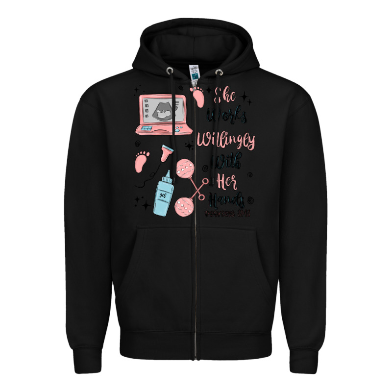She Works Willingly With Her Hands Zipper Hoodie by MaliasSmallBusiness | Teevron