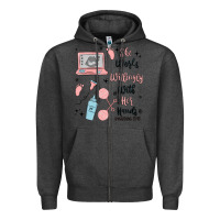 Charcoal Heather she works willingly with her hands Zipper Hoodie - MaliasSmallBusiness