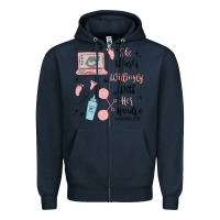 Navy she works willingly with her hands Zipper Hoodie - MaliasSmallBusiness