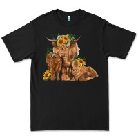 Black highland cow family Premium Tee - RanaPortraitStore