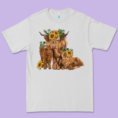 Highland Cow Family Premium Tee Designed By Ranaportraitstore