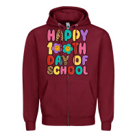 Burgundy happy 100 th day of school Zipper Hoodie - MaliasSmallBusiness