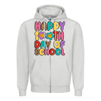 Dove Grey happy 100 th day of school Zipper Hoodie - MaliasSmallBusiness