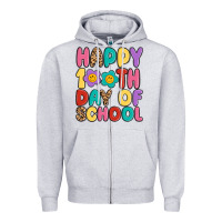 Heather Grey happy 100 th day of school Zipper Hoodie - MaliasSmallBusiness