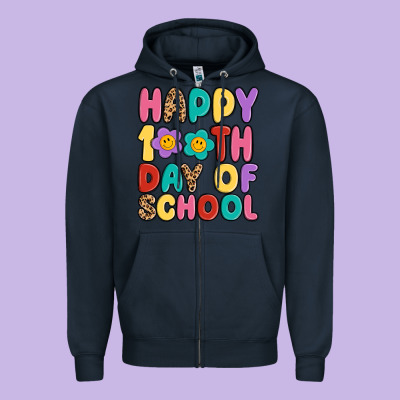 Happy 100 Th Day Of School Zipper Hoodie Designed By Maliassmallbusiness