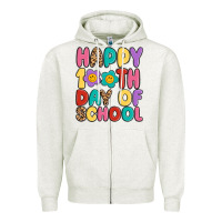 Oatmeal Heather happy 100 th day of school Zipper Hoodie - MaliasSmallBusiness