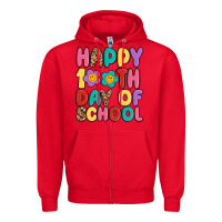 Red happy 100 th day of school Zipper Hoodie - MaliasSmallBusiness