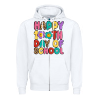 White happy 100 th day of school Zipper Hoodie - MaliasSmallBusiness