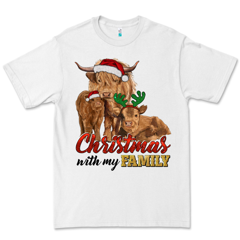 Christmas With My Family Highland Cow Cattle And Calves Premium Tee by RanaPortraitStore | Teevron