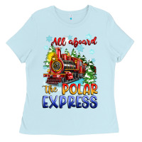 Baby Blue all aboard the polar express Ladies Tee - Zillion Design Studio