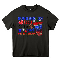 Asphalt running on iced coffe and freedom Heavy Core Tee - texasbilliewilder