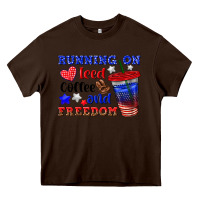 Chocolate Brown running on iced coffe and freedom Heavy Core Tee - texasbilliewilder