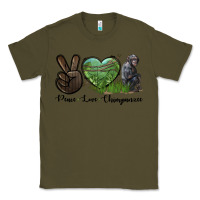 Army Green Peace Love Chimpanzee Classic Tee - LillyAllenDesigns