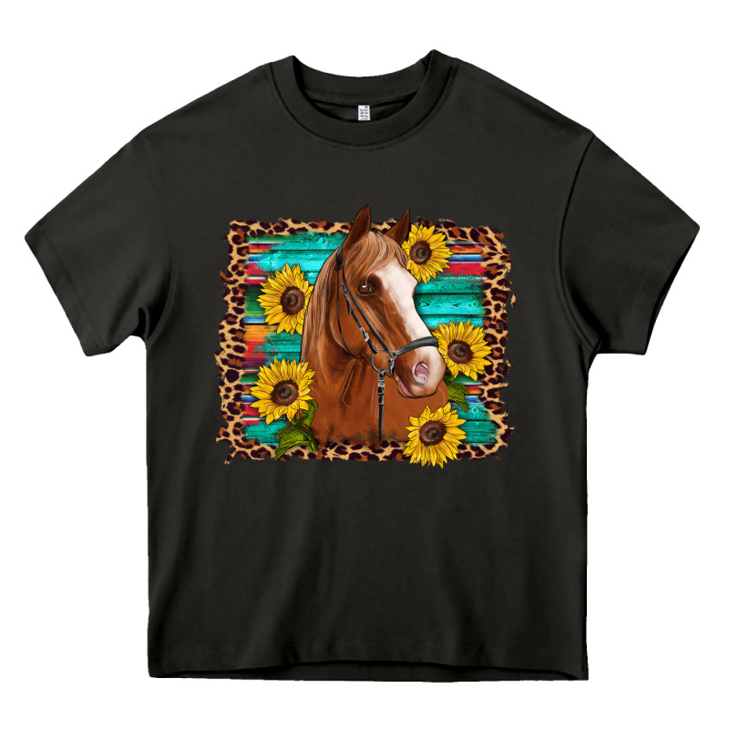 Horse Sunflowers Turquoise Wooden Serape Leopard Heavy Core Tee by Artiststas | Teevron