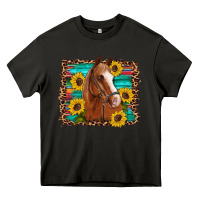 Asphalt horse sunflowers turquoise wooden serape leopard Heavy Core Tee - Artiststas