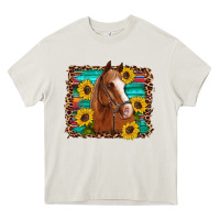 Cream horse sunflowers turquoise wooden serape leopard Heavy Core Tee - Artiststas