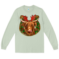 Matcha christmas highland cow mistletoe Christmas Long Sleeve Tee - Jasminsmagicworld