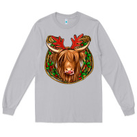 Christmas Highland Cow Mistletoe Christmas Long Sleeve Tee | Teevron