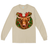 Mushroom christmas highland cow mistletoe Christmas Long Sleeve Tee - Jasminsmagicworld