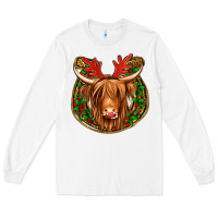 White christmas highland cow mistletoe Christmas Long Sleeve Tee - Jasminsmagicworld