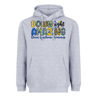 Heather Grey down right amazing down syndrome awareness Heavyweight Hoodie - Artiststas