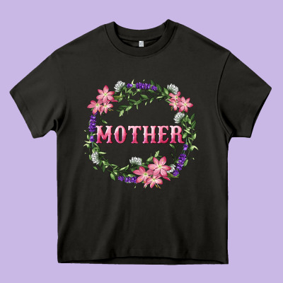 Heavy Core Tee mother with floral wreath