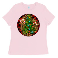 Bubblegum Pink Christmas Tree Ladies Tee - RanaPortraitStore