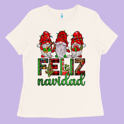 Feliz Navidad Gnomies Ladies Tee Designed By Jahusdesignshop