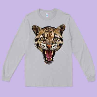Ocelot Head Long Sleeve Tee Designed By Lillyallendesigns