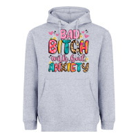 Heather Grey bad bitch with bad anxiety Heavyweight Hoodie - Artiststas