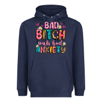 Navy bad bitch with bad anxiety Heavyweight Hoodie - Artiststas