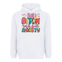 White bad bitch with bad anxiety Heavyweight Hoodie - Artiststas